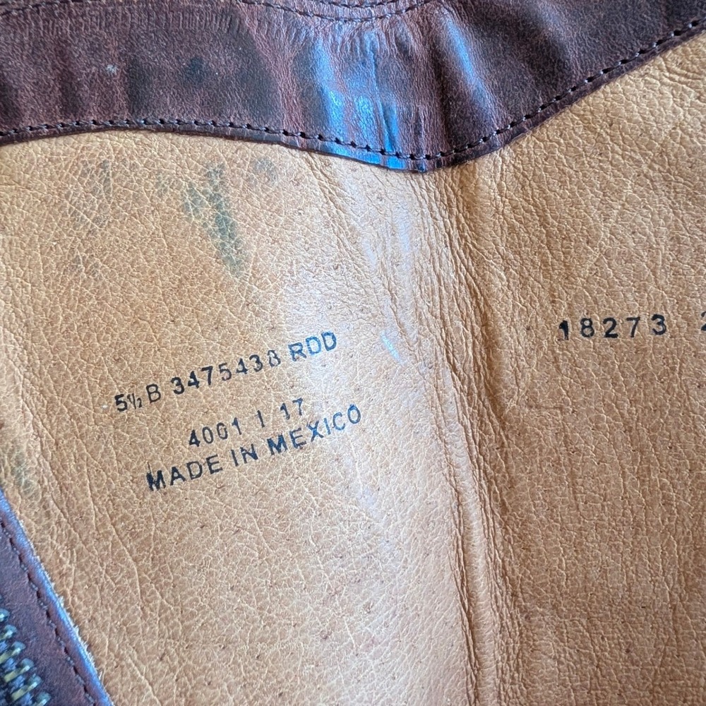 Frye Tall Leather Boots Brown‎ Moto Equestrian Buckle Zip Size 5.5 - Picture 11 of 11